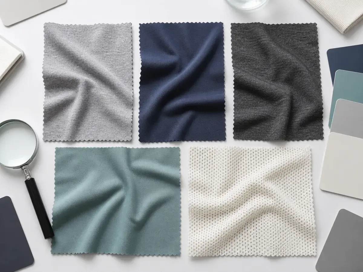 Illustrative comparison of common underwear fabric swatches and knit textures.