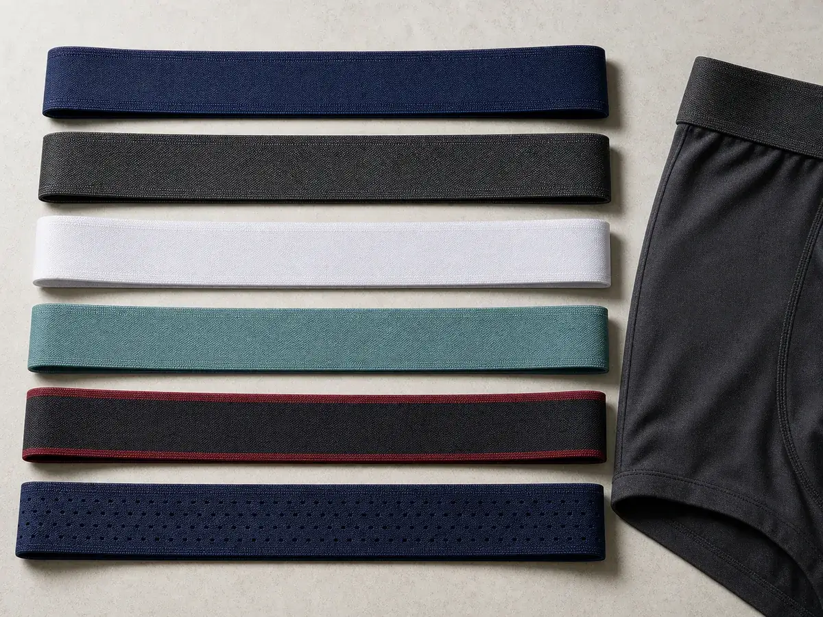 Illustrative comparison of plain elastic waistband textures and constructions.